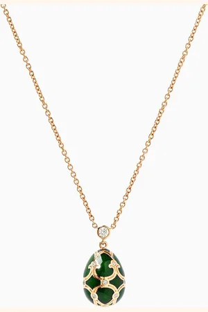 Faberge Heritage Diamond & Guilloché Egg Necklace in 18kt Yellow Gold