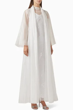 Homa Q Embellished 3-piece Abaya Set in Organza & Tulle