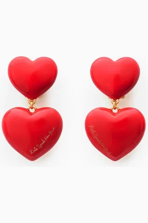 Kate Spade Heart You Statement Drop Earrings in Lacquered Brass