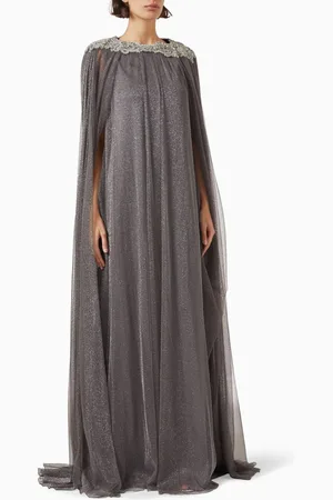 GEMY MAALOUF Embellished Loose-cut Gown in Tulle
