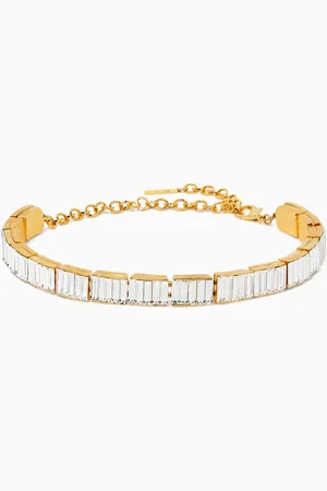 Alessandra Rich Baguette Crystal Choker in -tone Brass