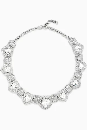 Alessandra Rich Heart Crystal Necklace in Brass