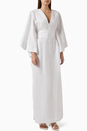 Andres Otalora Volare Belted Kaftan in Linen