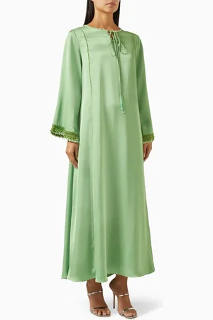 SHATHA ESSA Crochet Trim Maxi Dress