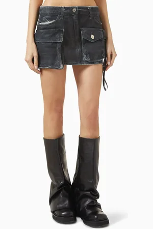 The Attico Fay Distressed Mini Skirt in Cotton-canvas