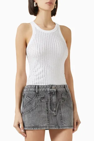 The Attico Rhinestone-embellished Tank Top in Cotton
