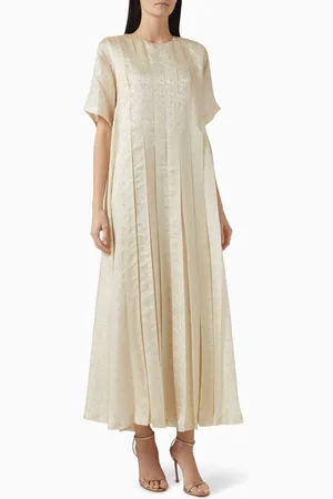 SHATHA ESSA Box Pleat Maxi Dress