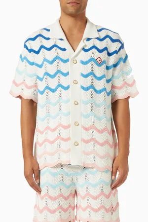Casablanca Gradient Wave Crochet Shirt in Cotton