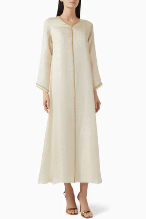 SHATHA ESSA Embellished Trim Maxi Dress