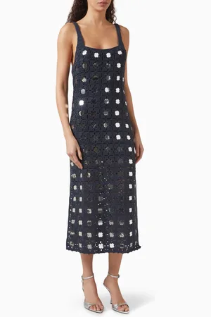 Toccin Clementine Mirror Midi Dress in Crochet Knit