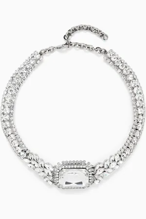 Alessandra Rich Crystal Necklace in Brass