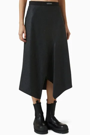 Loewe Asymmetric Midi Skirt in wool