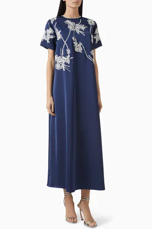 SHATHA ESSA Floral Embroidered Maxi Dress