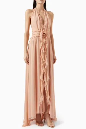 BLUMARINE Ruffle Rose Maxi Dress