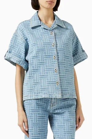 Kenzo Weave Jacquard Oversized Shirt in Japanese Denim