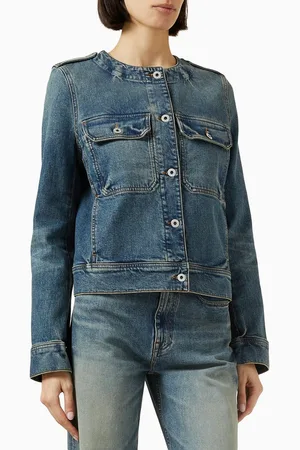Kenzo Collarless Jacket in Stretch Japanese Denim