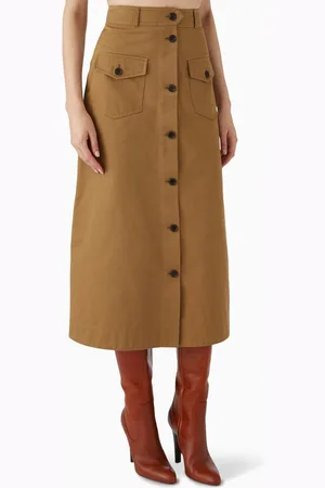 Saint Laurent Midi Skirt iin Cotton Serge