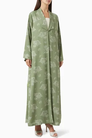 Hessa Falasi Mixed Print Zainah Cut Abaya in Chiffon