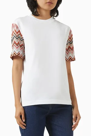 Missoni Zig-zag Knit Sleeves T-shirt in Cotton-blend
