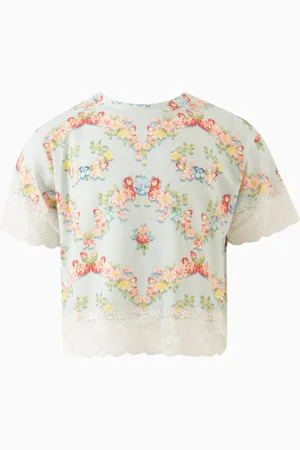 RASPBERRY PLUM Liza Lace-trim T-shirt in Jersey