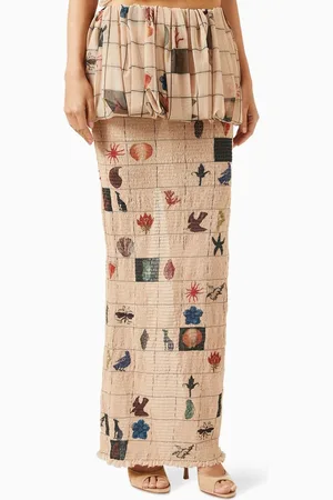 YASSMIN SALEH Polar Tattoo Maxi Skirt in Tulle Jersey