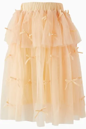 RASPBERRY PLUM Rose Layered Skirt in Mesh