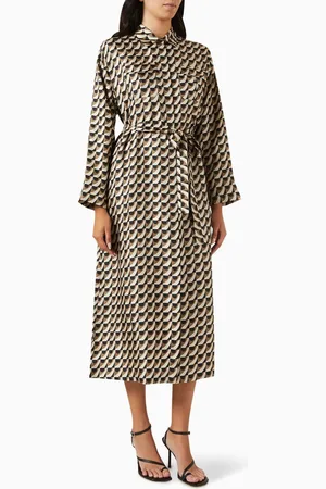 Max Mara Fleur Belted Midi Dress in Silk