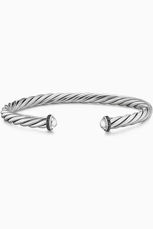 David Yurman Cable Cuff Diamond Bracelet in Sterling