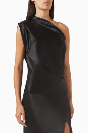 The Sei Asymmetrical Lapel Top in Silk