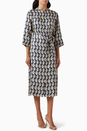 Max Mara Timesilk Printed Midi Dress in Silk-twill