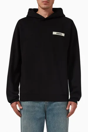 Jacquemus Grosgrain Logo Hoodie in Cotton Fleece