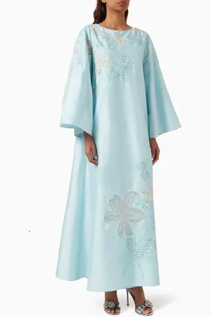 Vione Samantha Embellished Kaftan in Silk Taffeta