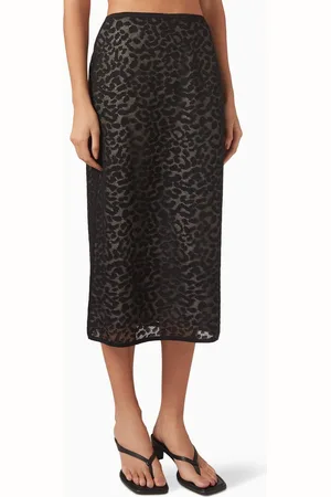 THEORY Leopard Lace Midi Skirt