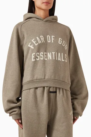 FEAR OF GOD Logo Cropped Hoodie in Fleece
