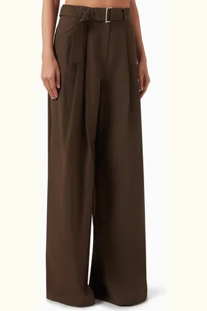 MAGDA BUTRYM Wide-leg Belted Pants in Cotton Blend