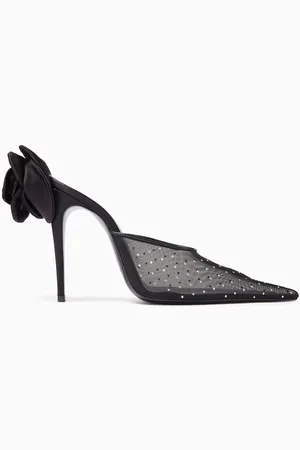 MAGDA BUTRYM 110 Rose Crystal-embellished Mules in Mesh & Silk