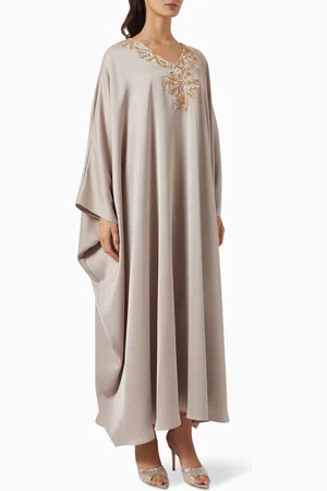 SHATHA ESSA Abstract Floral Embellished Kaftan