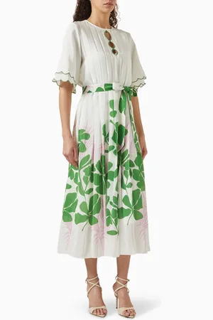 Mergim Lorna Belted Midi Dress in Silk