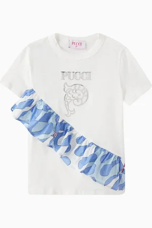 Emilio Pucci Logo Ruffle Top in Jersey