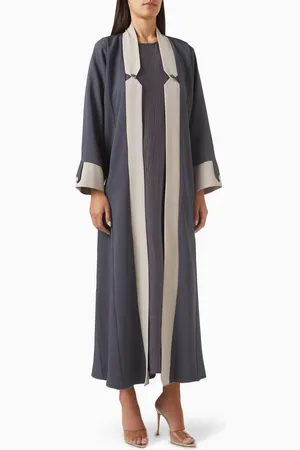 Rauaa official Notch Lapel Coat Abaya in Mixed-linen
