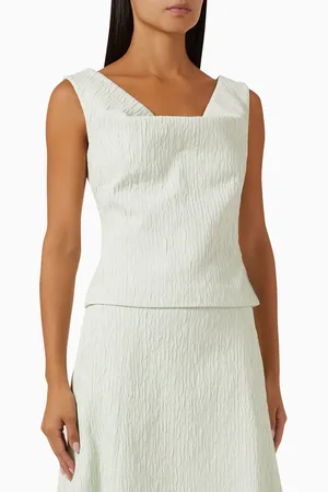 Anna Quan Scarlett Crinkled Top in Cotton-blend