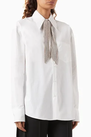 GIUSEPPE DI MORABITO Embellished Tie Shirt in Cotton