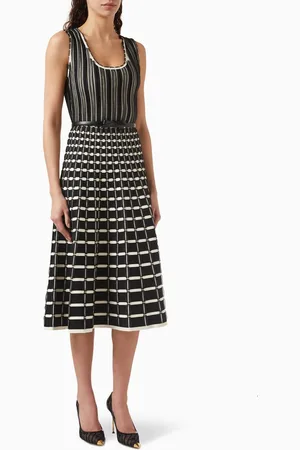 Elisabetta Franchi Micro-ruffle Midi Dress in Viscose