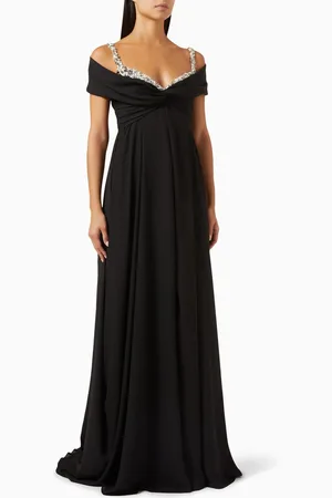 GEMY MAALOUF Bead-embellished Draped Dress in Crepe Georgette