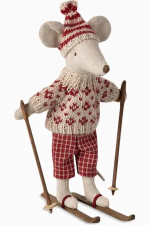 Maileg Winter Mouse with Ski Set, Mum
