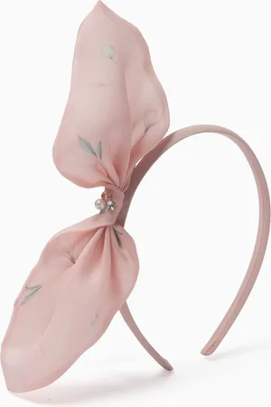 Eirene Embellished Floral Headband in Organza