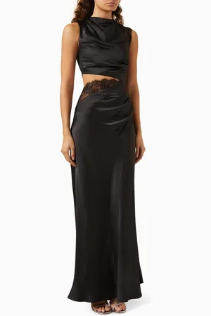 Misha Kimora Cut-out Maxi Dress in Satin