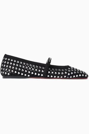 Amina Muaddi Ane Crystal Ballet Flats in Suede
