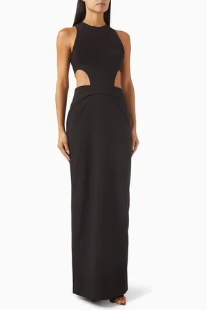 ET OCHS Naomi Halter Cut-out Gown in Stretch Cady