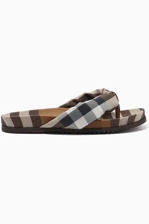 Burberry Ducannon Thong Sandals in Check Cotton